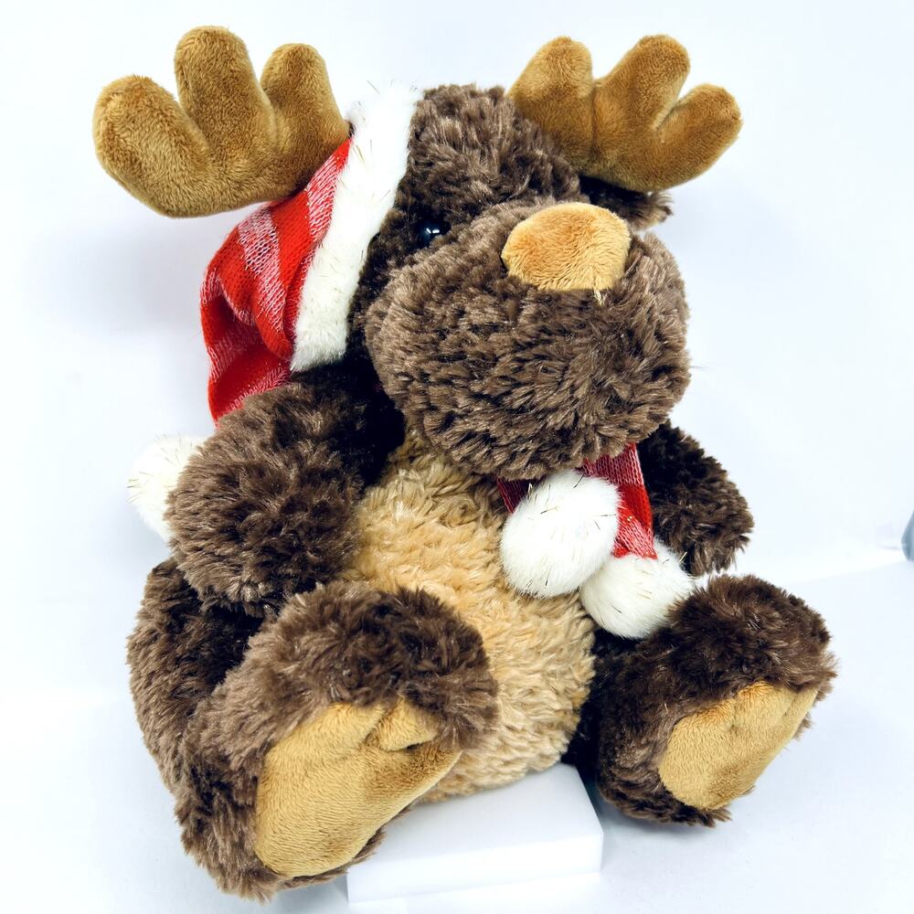 Soft Classics Christmas Moose Reindeer Plush Soft Toy 12" Brown Scarf Santa